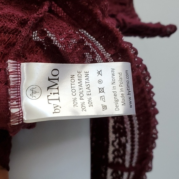 ByTiMo Ruffled Lace long sleeve top size medium maroon - Picture 5 of 7